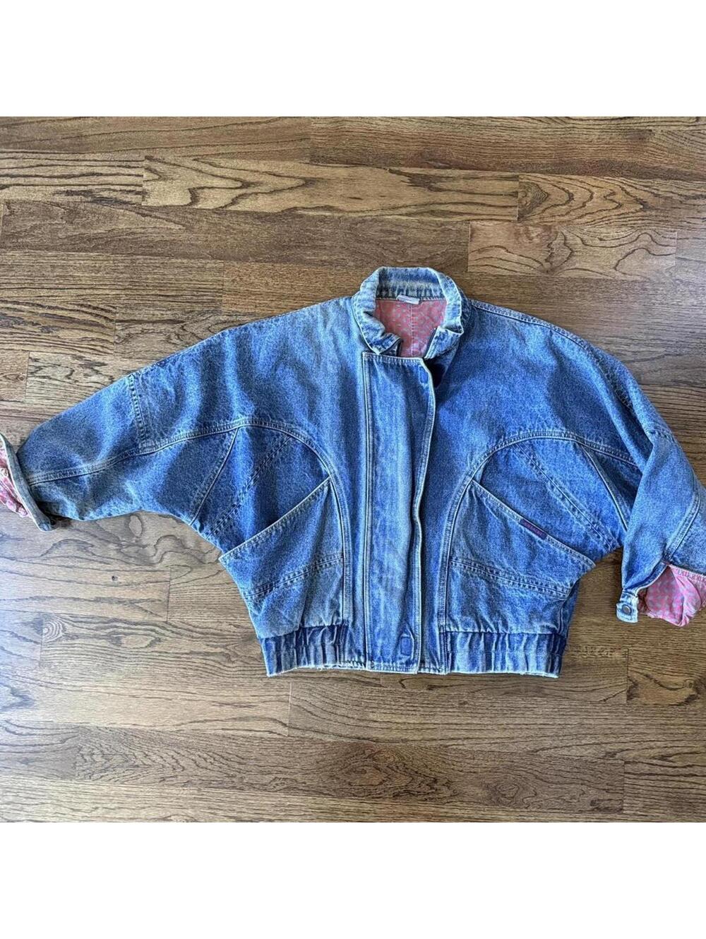 π¦ Vintage Jordache Denim Bomber Jacket β Blue β M - Picture 2 of 7